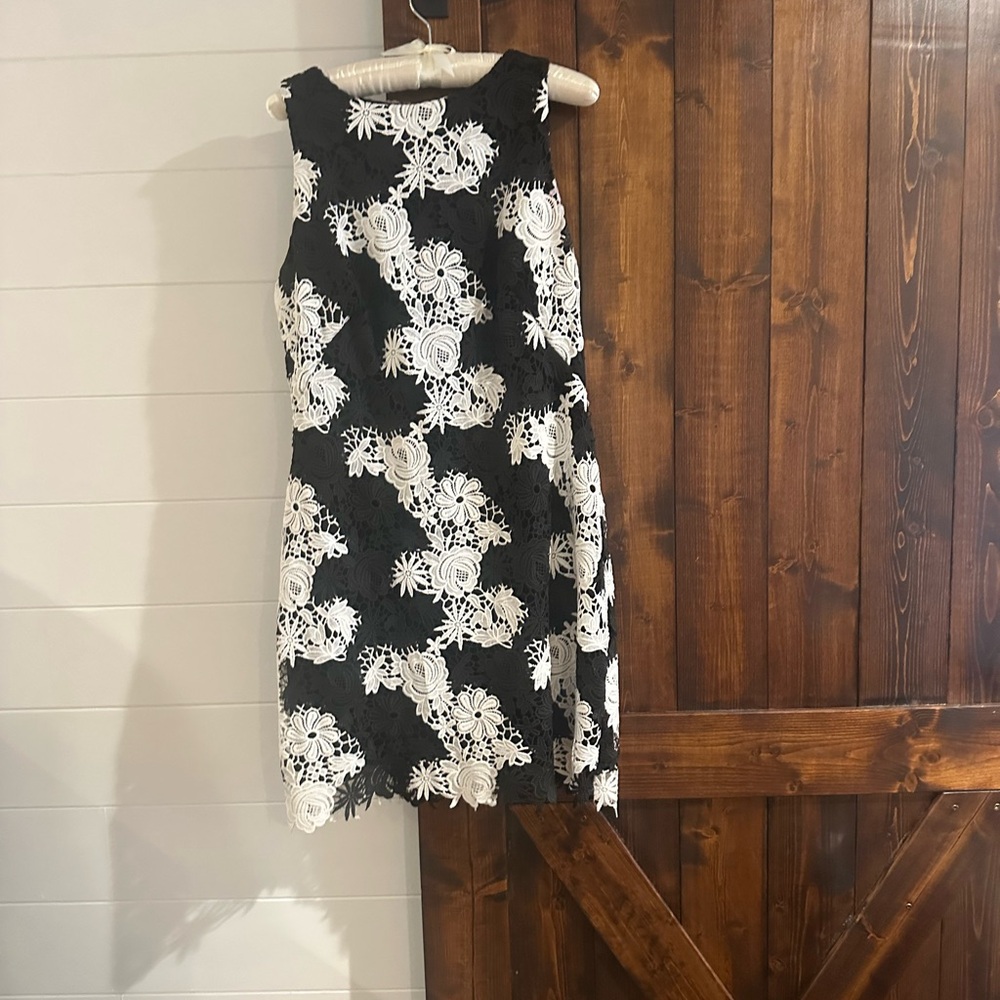 Lauren Ralph Lauren Black and White crocheted sleeveless sheath dress